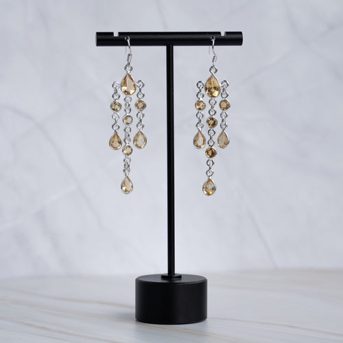 Bella Citrine Semi Precious Stone Statement drop earrings - Terciany 