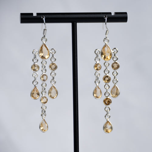 Bella Citrine Semi Precious Stone Statement drop earrings - Terciany 