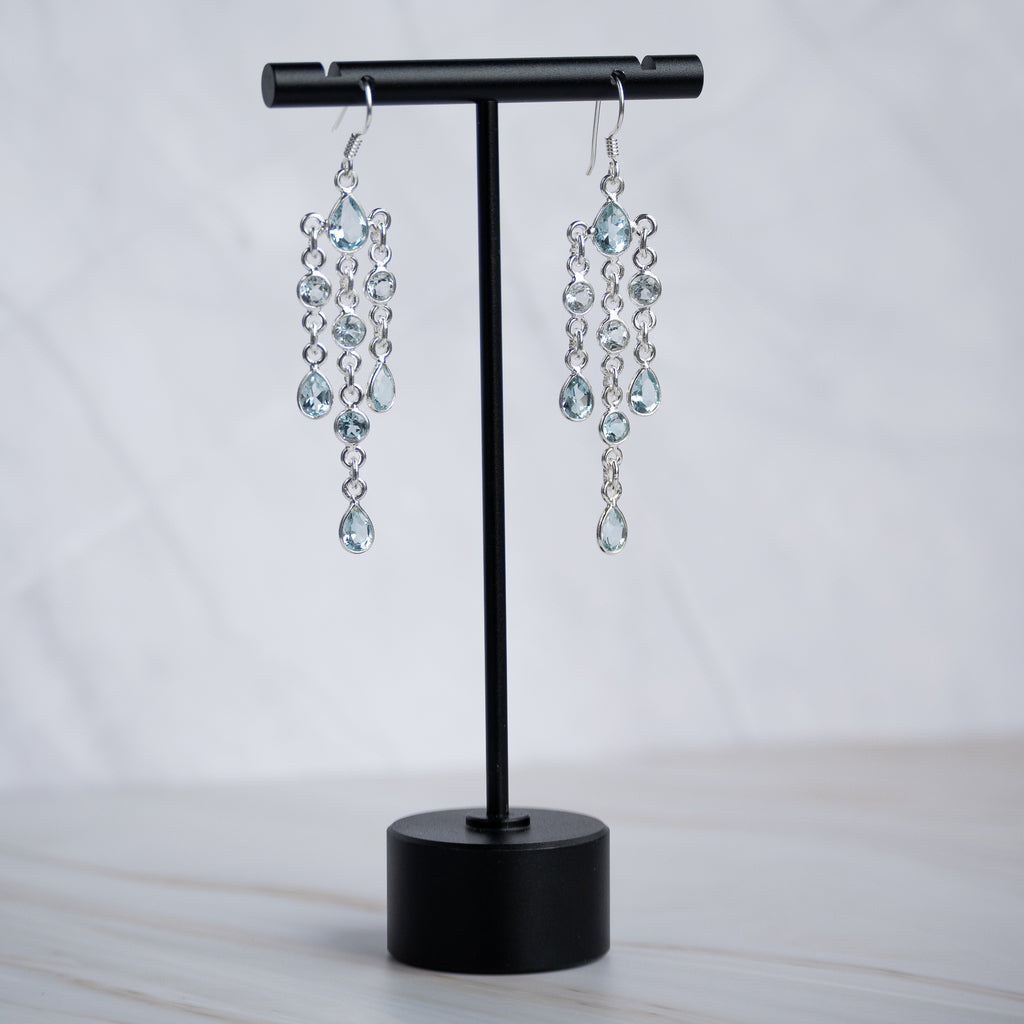 Bella Blue Topaz semi Precious Stone Statement earrings