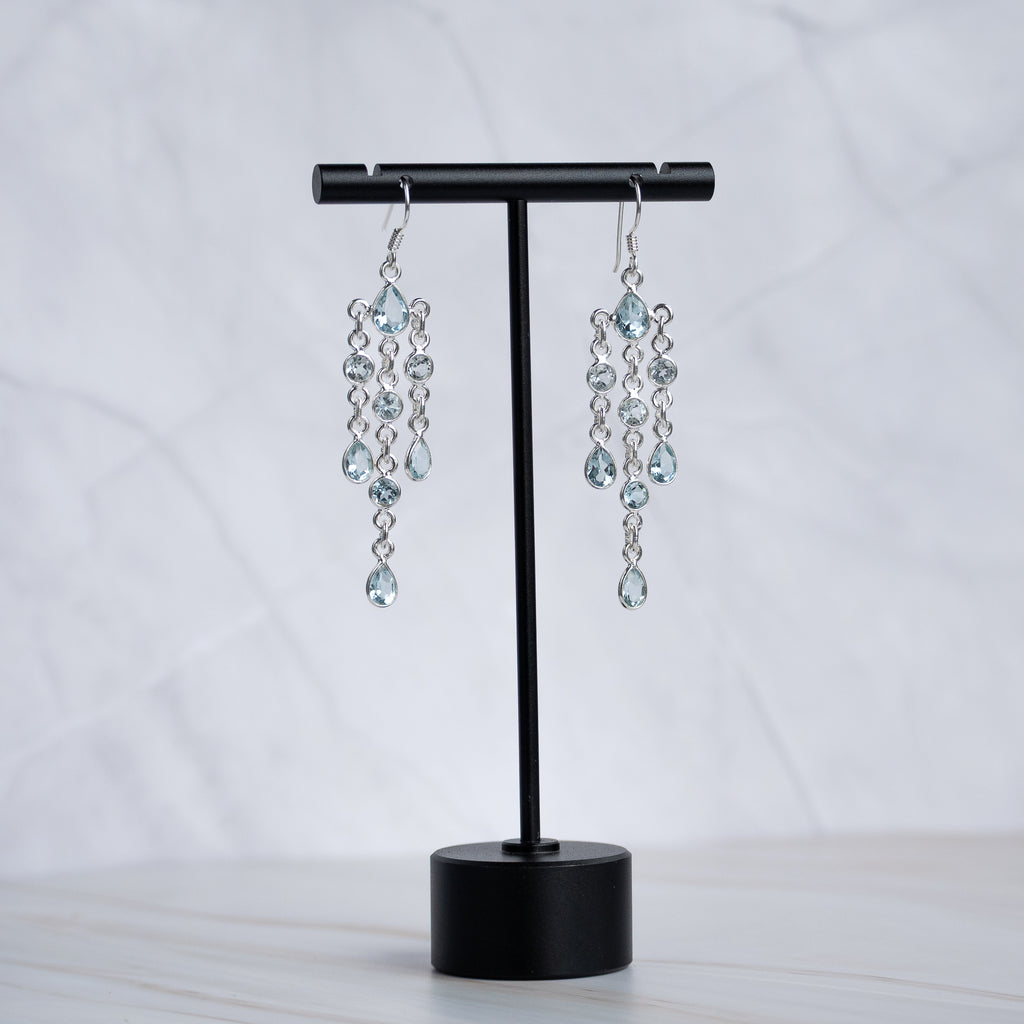 Bella Blue Topaz semi Precious Stone Statement earrings