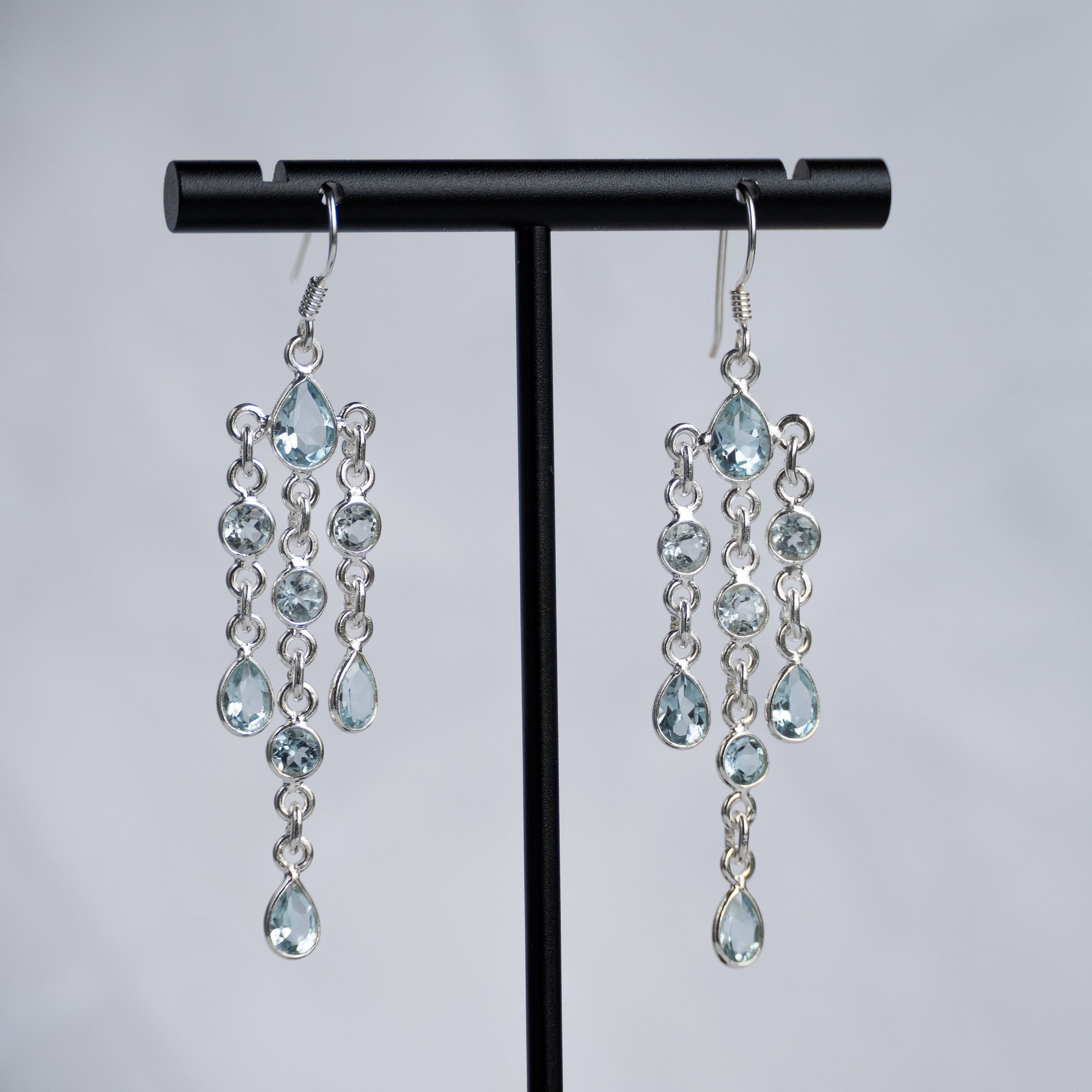 Bella Blue Topaz semi Precious Stone Statement earrings