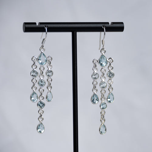 Bella Blue Topaz semi Precious Stone Statement earrings - Terciany 