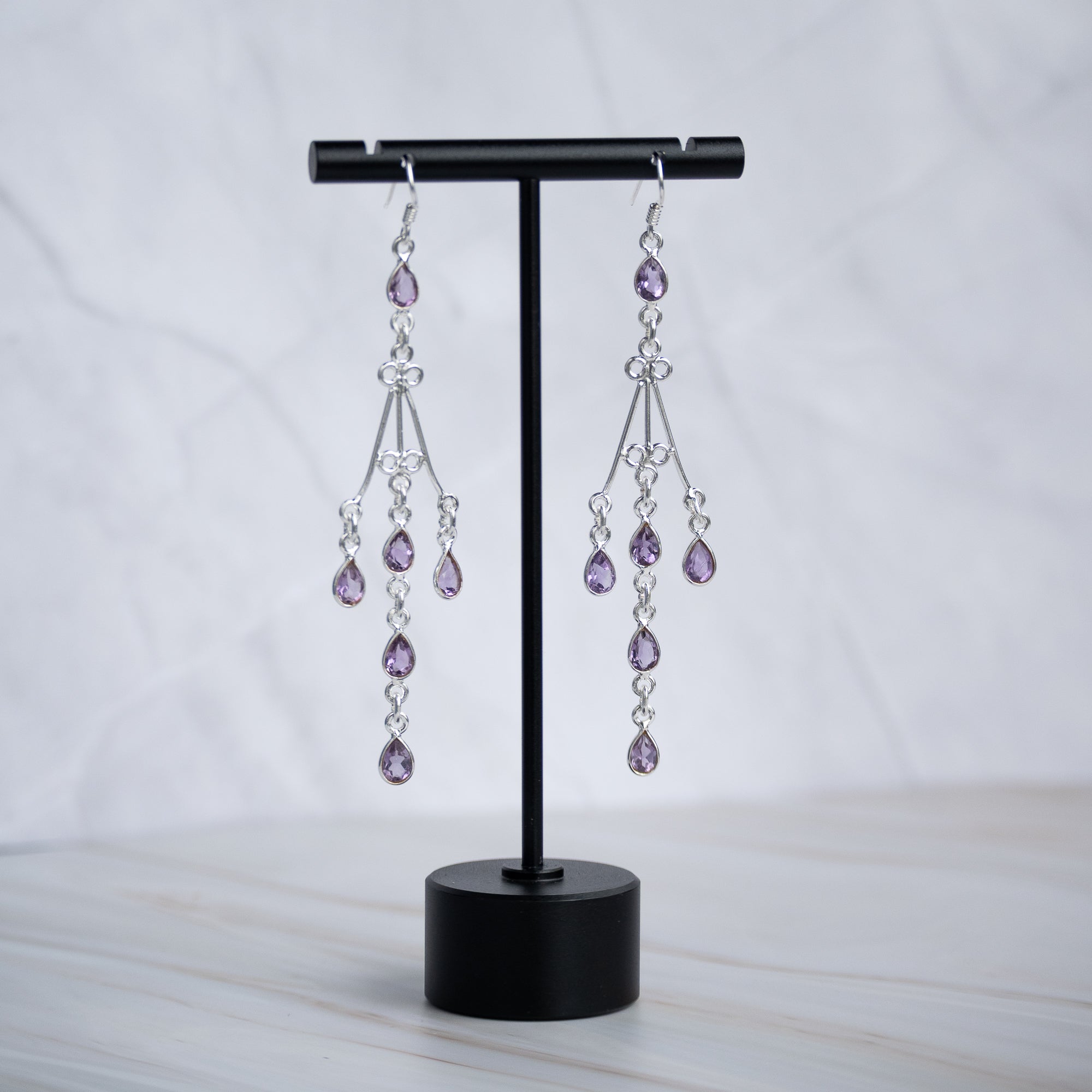 Lilly Amethyst Semi Precious stone Statement earrings