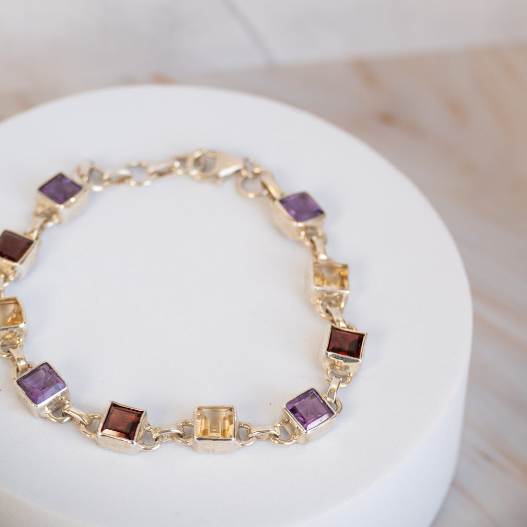 Square Semi precious stone mix bracelet - Terciany 