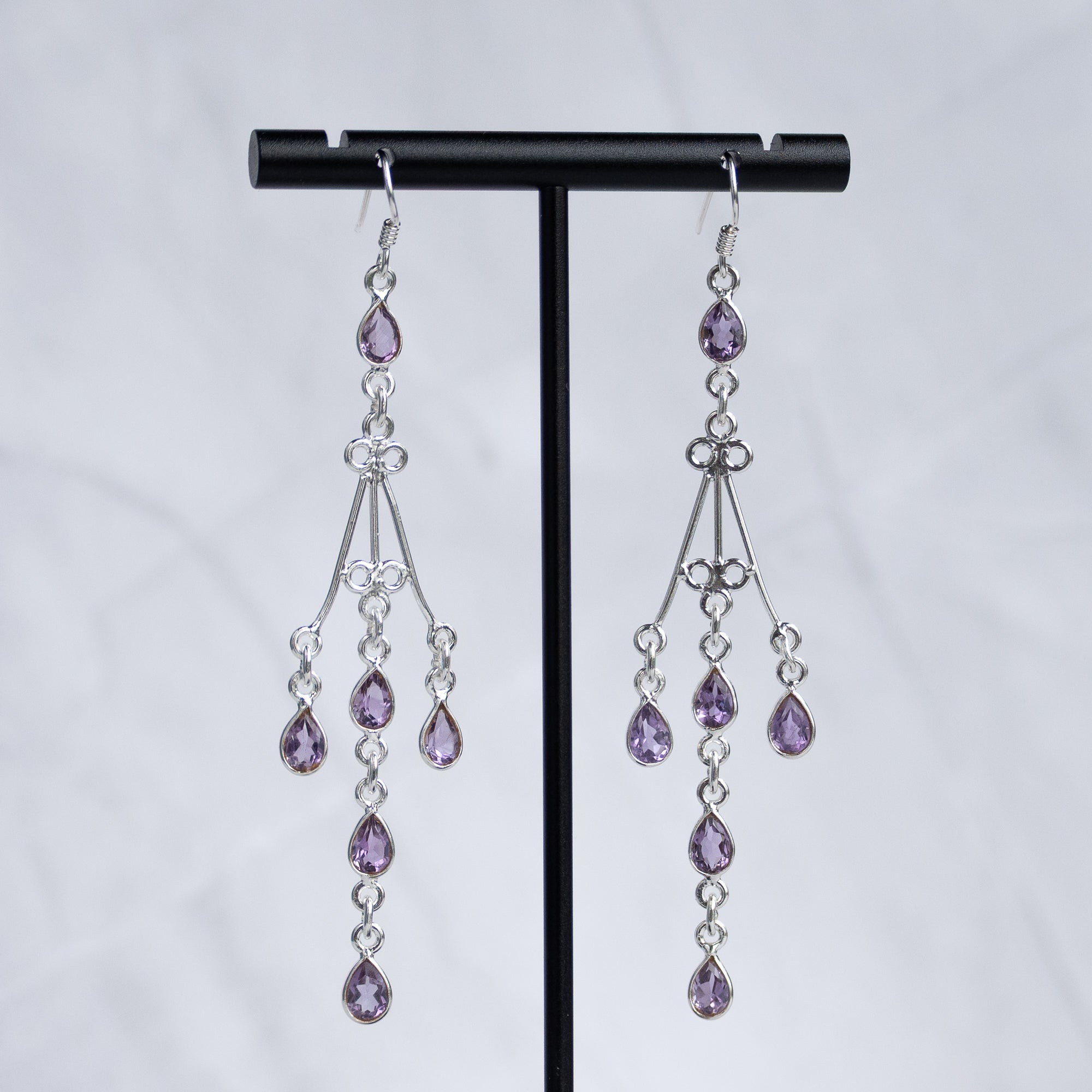 Lilly Amethyst Semi Precious stone Statement earrings