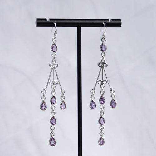 Lilly Amethyst Semi Precious stone Statement earrings - Terciany 
