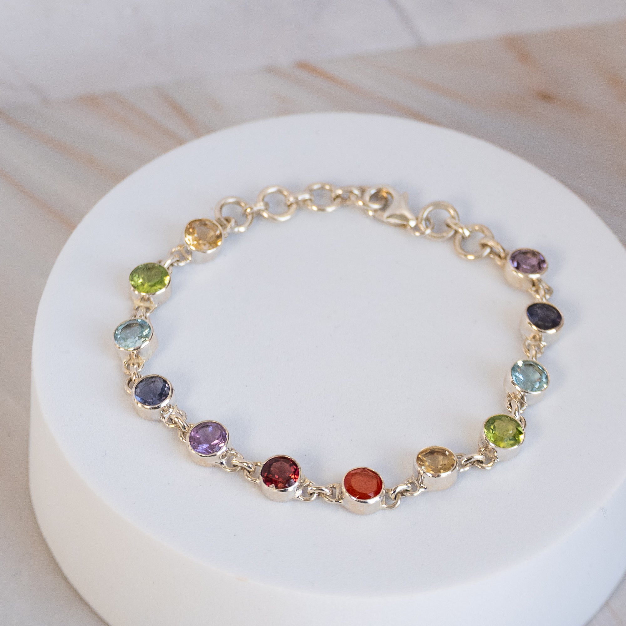 Round Rainbow Semi Precious stone Bracelet