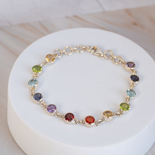 Round Rainbow Semi Precious stone Bracelet - Terciany 