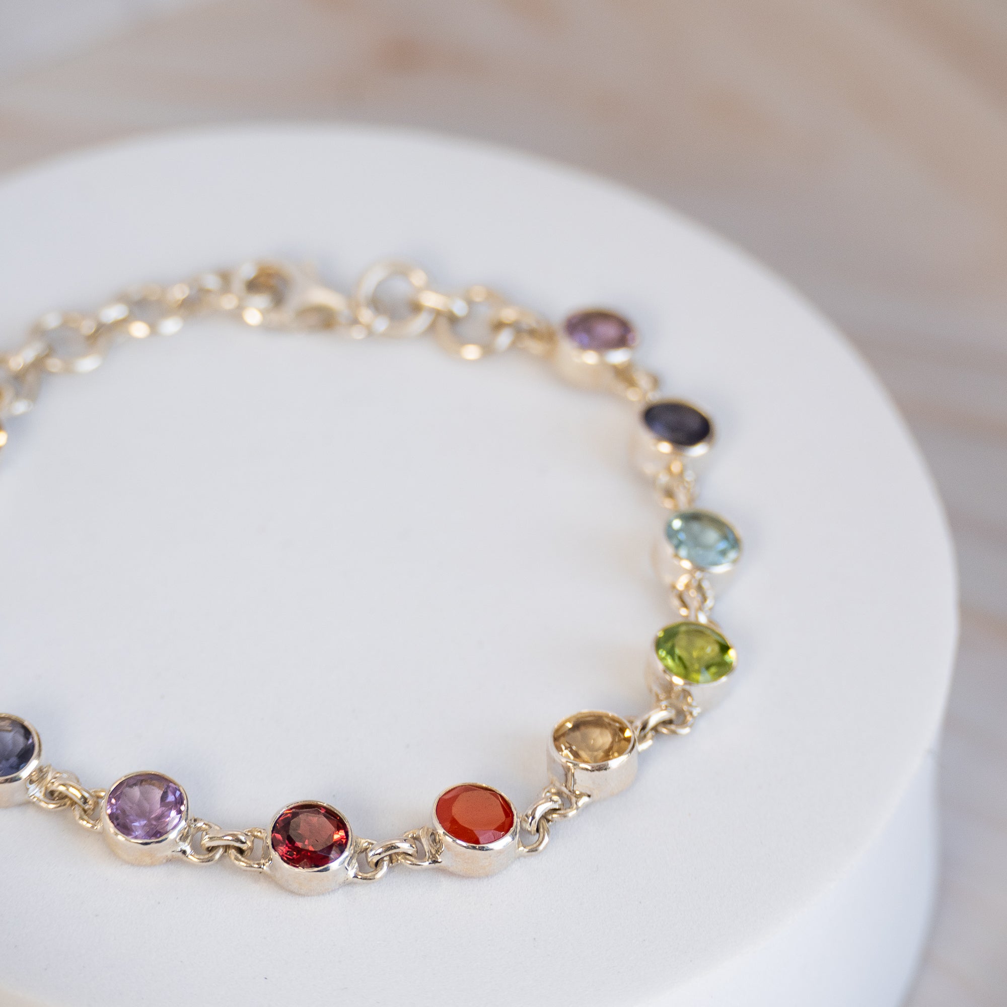 Round Rainbow Semi Precious stone Bracelet
