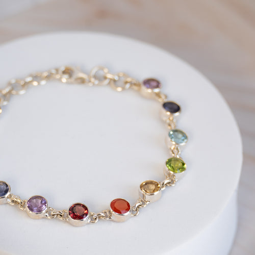 Round Rainbow Semi Precious stone Bracelet - Terciany 