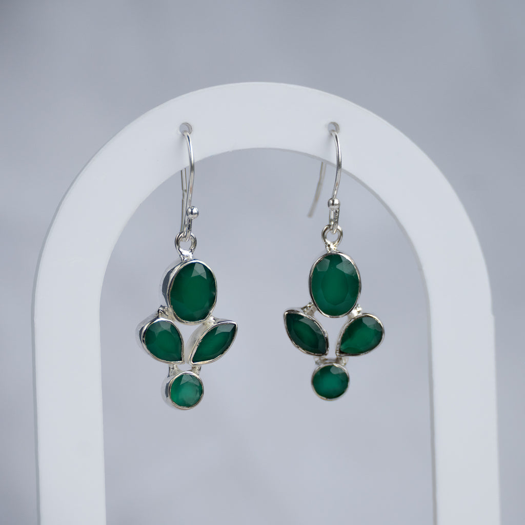 Green Onyx Flower Drop earrings