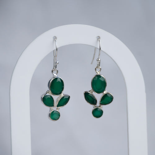 Green Onyx Flower Drop earrings - Terciany 