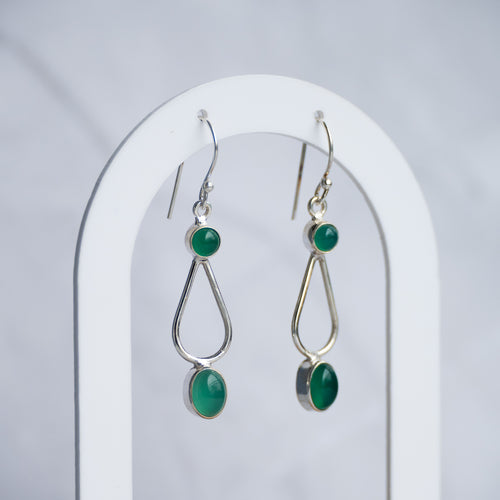 Green Onyx Drop Earrings - Terciany 