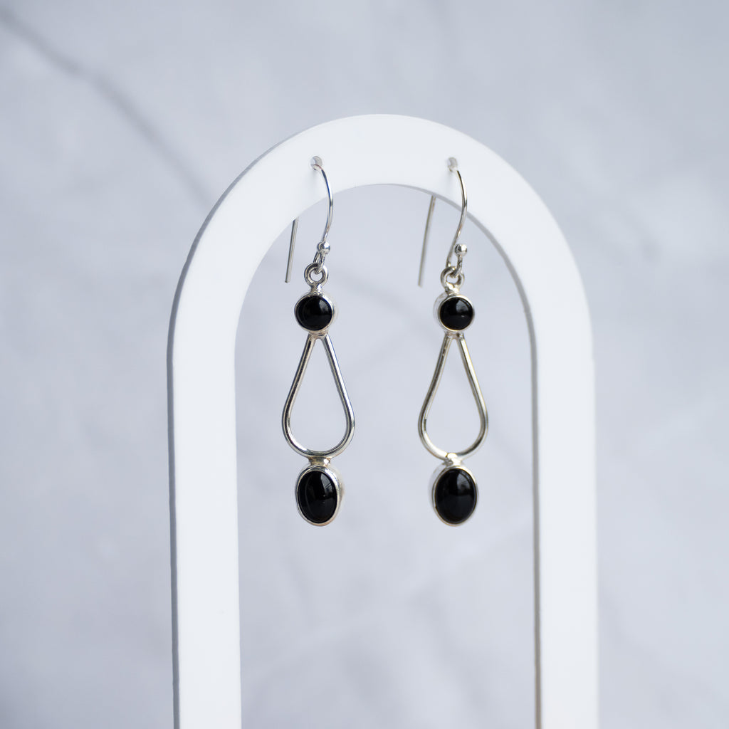 Black Onyx drop earrings - Terciany 