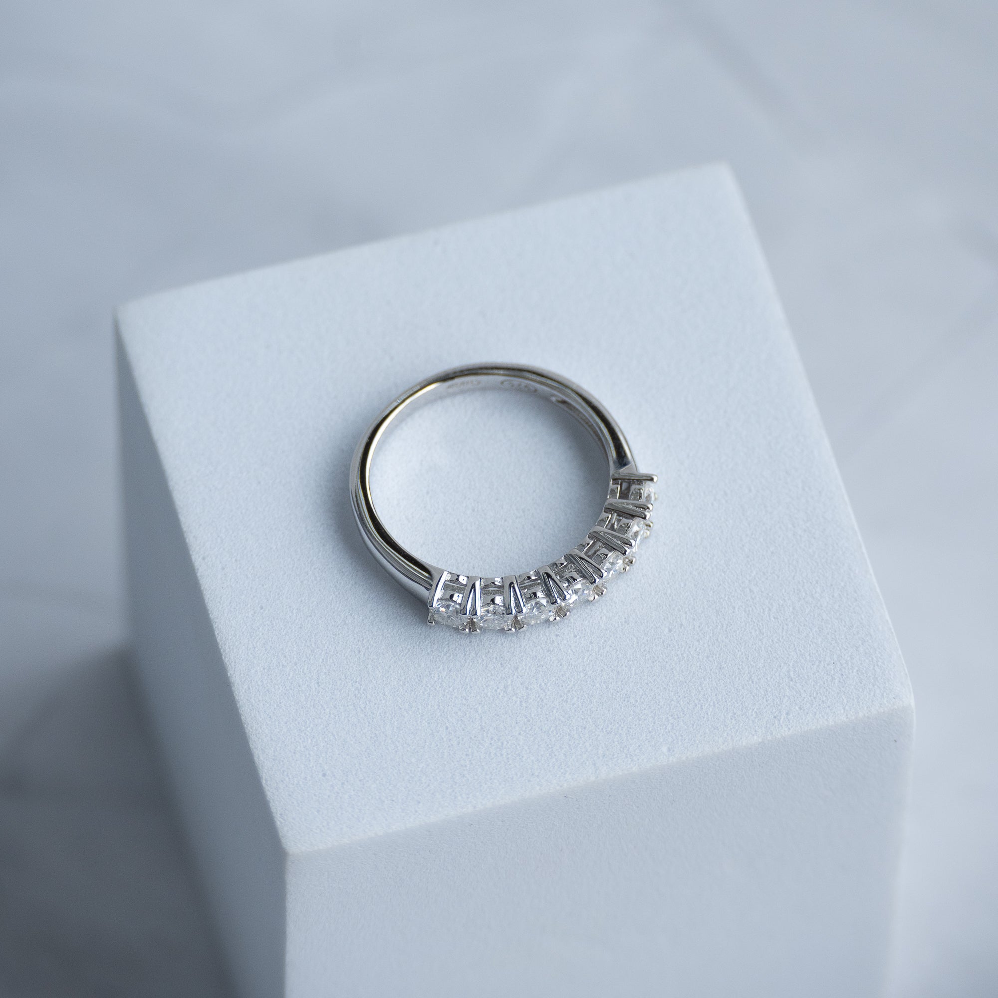 3mm Half eternity Moissanite ring