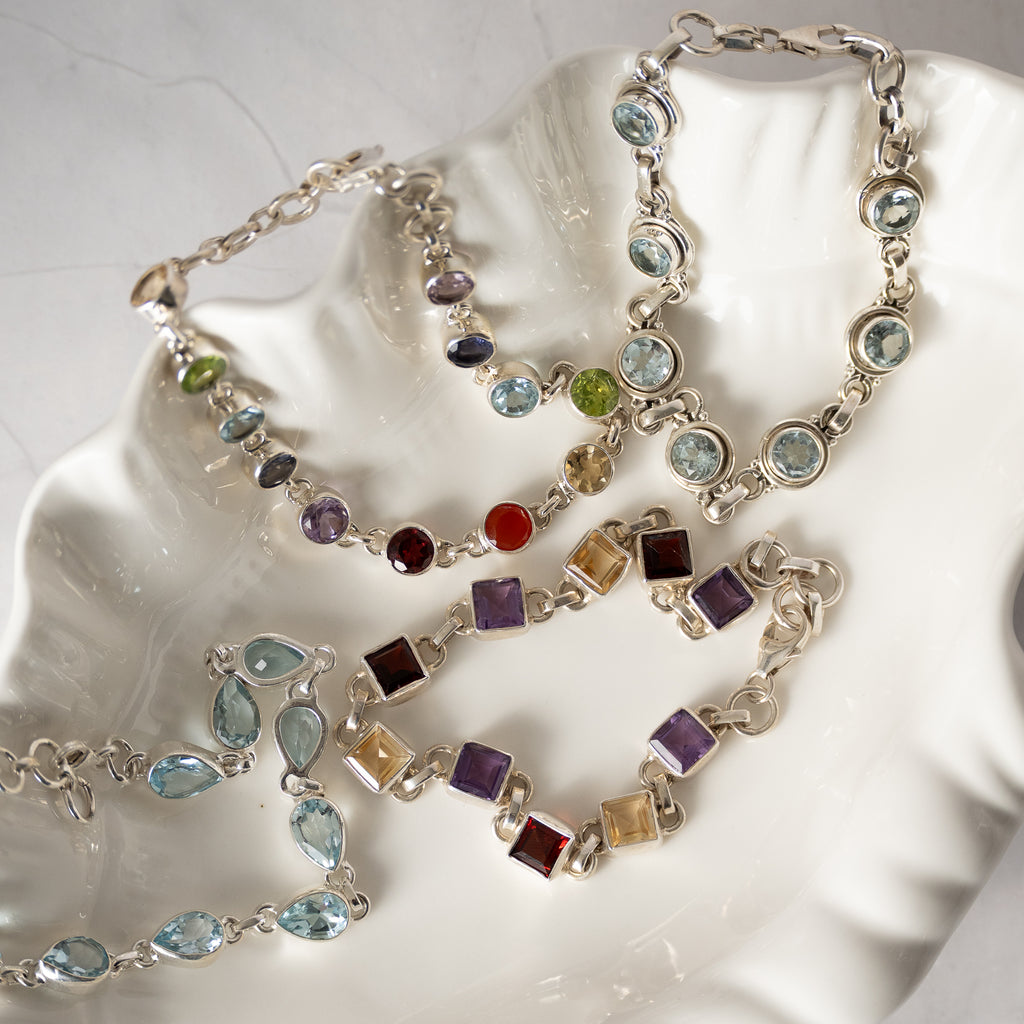 Round Rainbow Semi Precious stone Bracelet