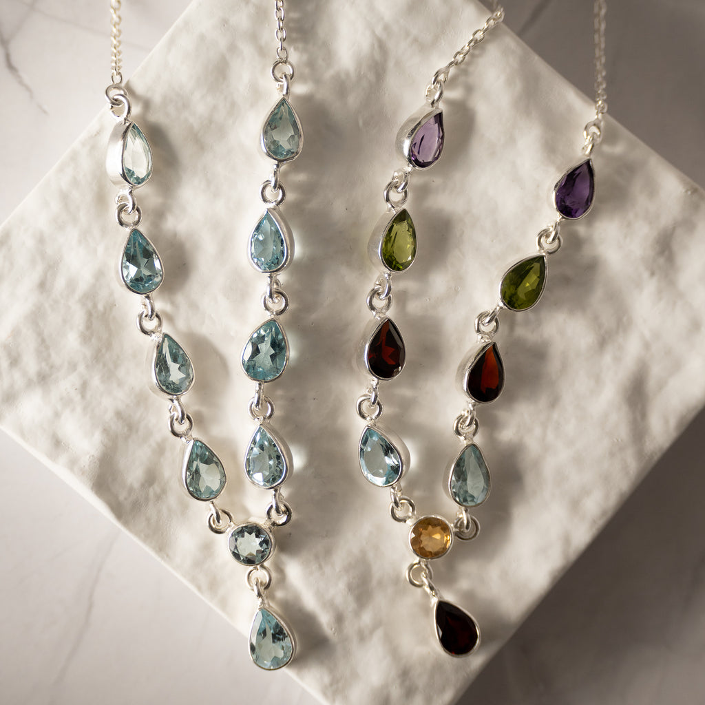 Sterling silver Y Shape Semi Precious stone Necklace