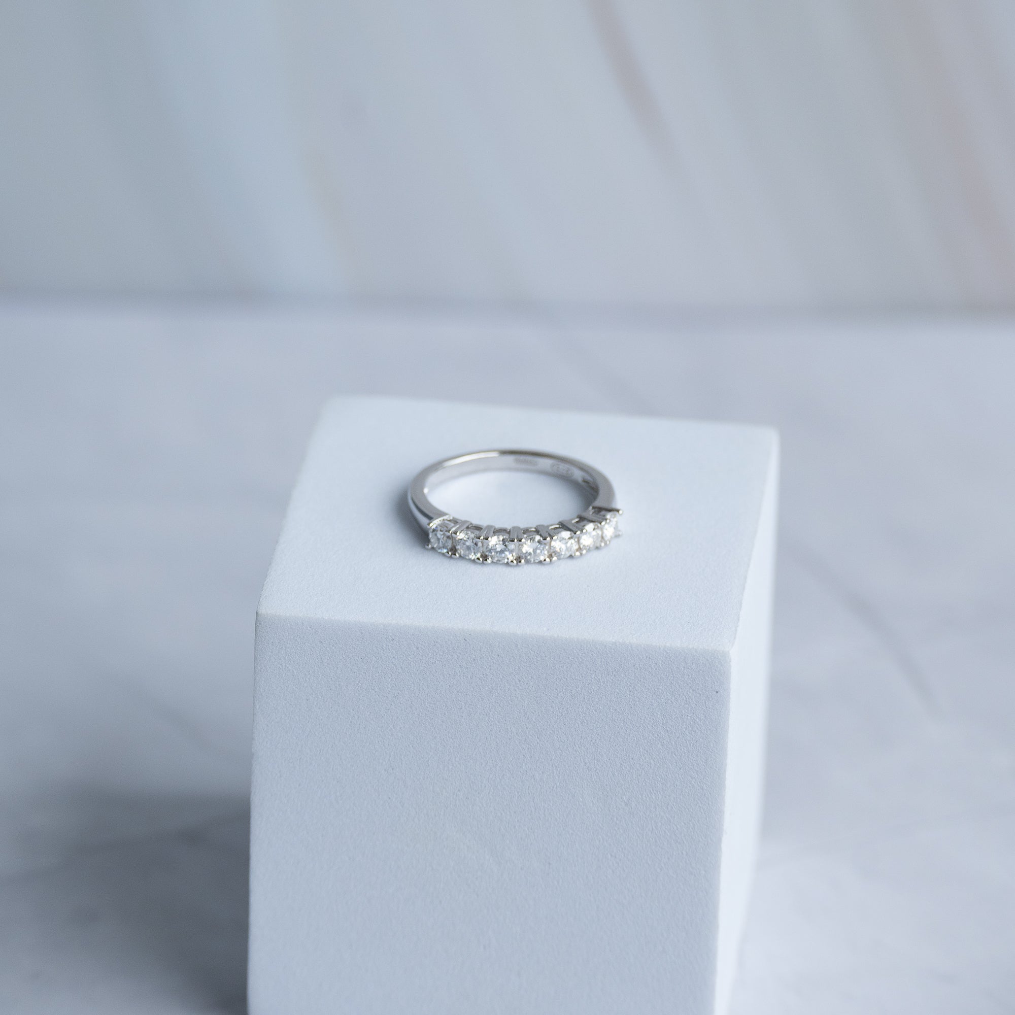 3mm Half eternity Moissanite ring