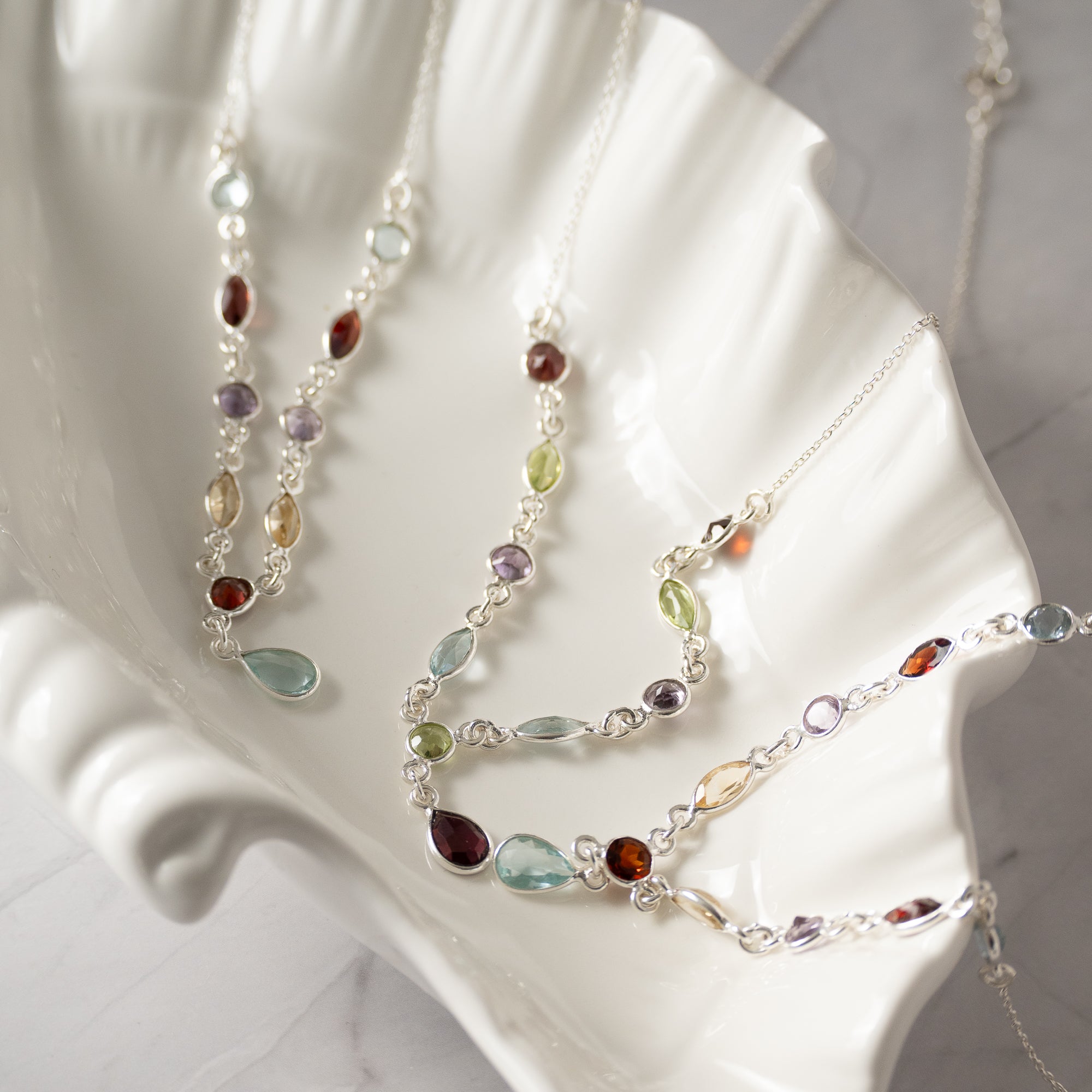 Semi Precious Rainbow drop Necklace