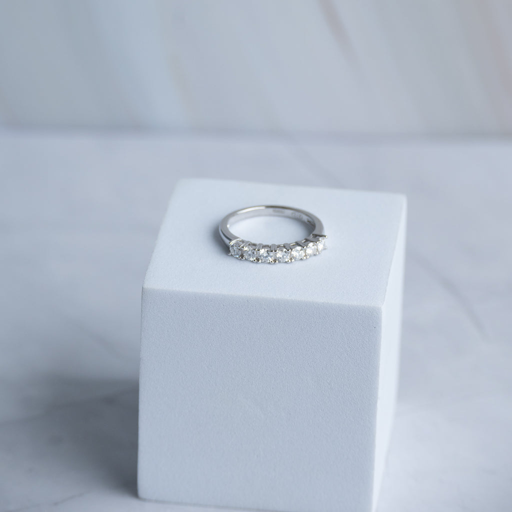 3mm Half eternity Moissanite ring