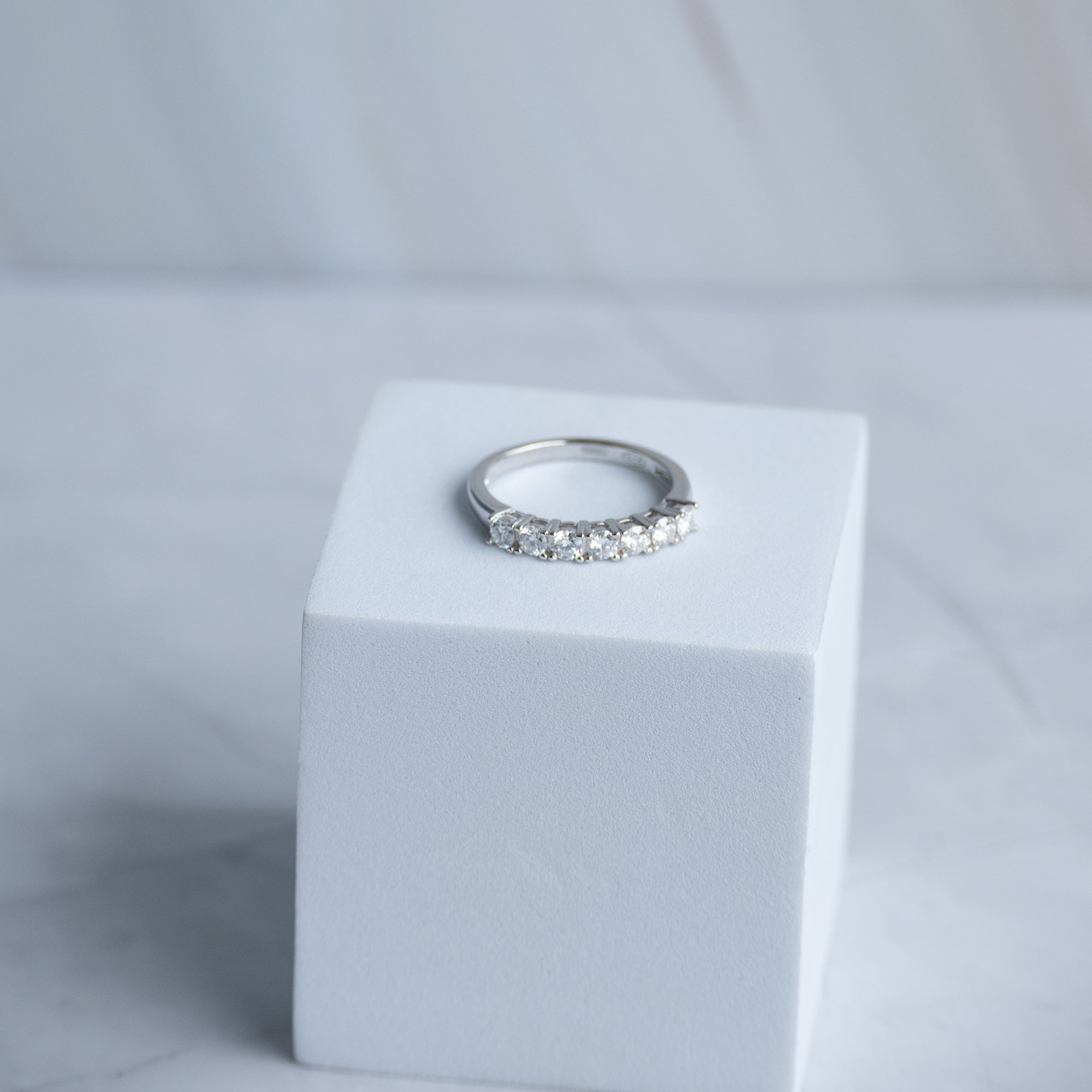 3mm Half eternity Moissanite ring