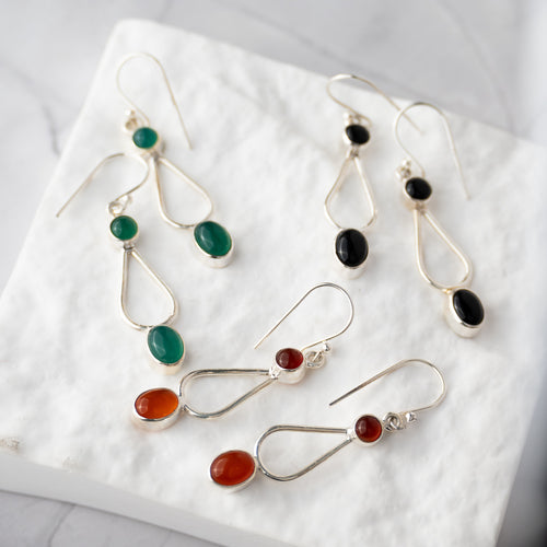 Carnelian Semi Precious Stone Earrings - Terciany 