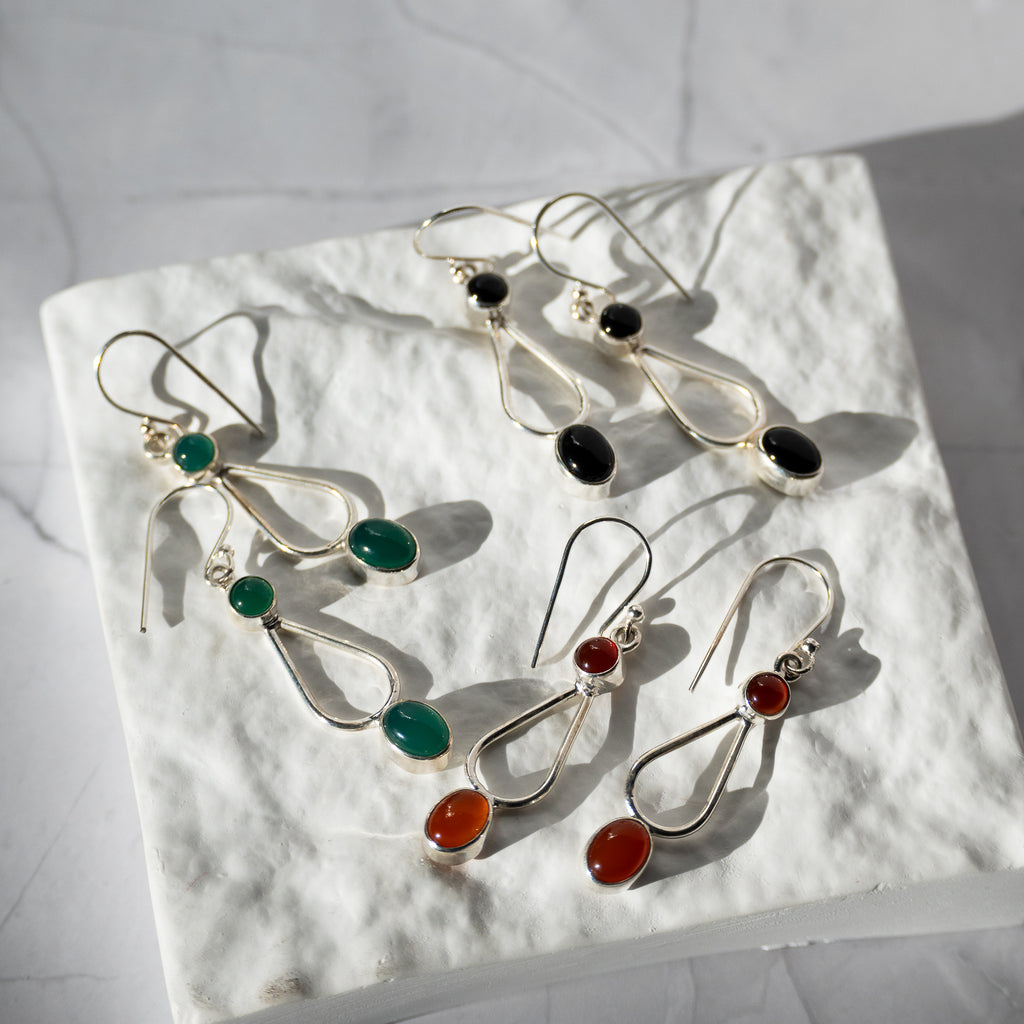 Carnelian Semi Precious Stone Earrings