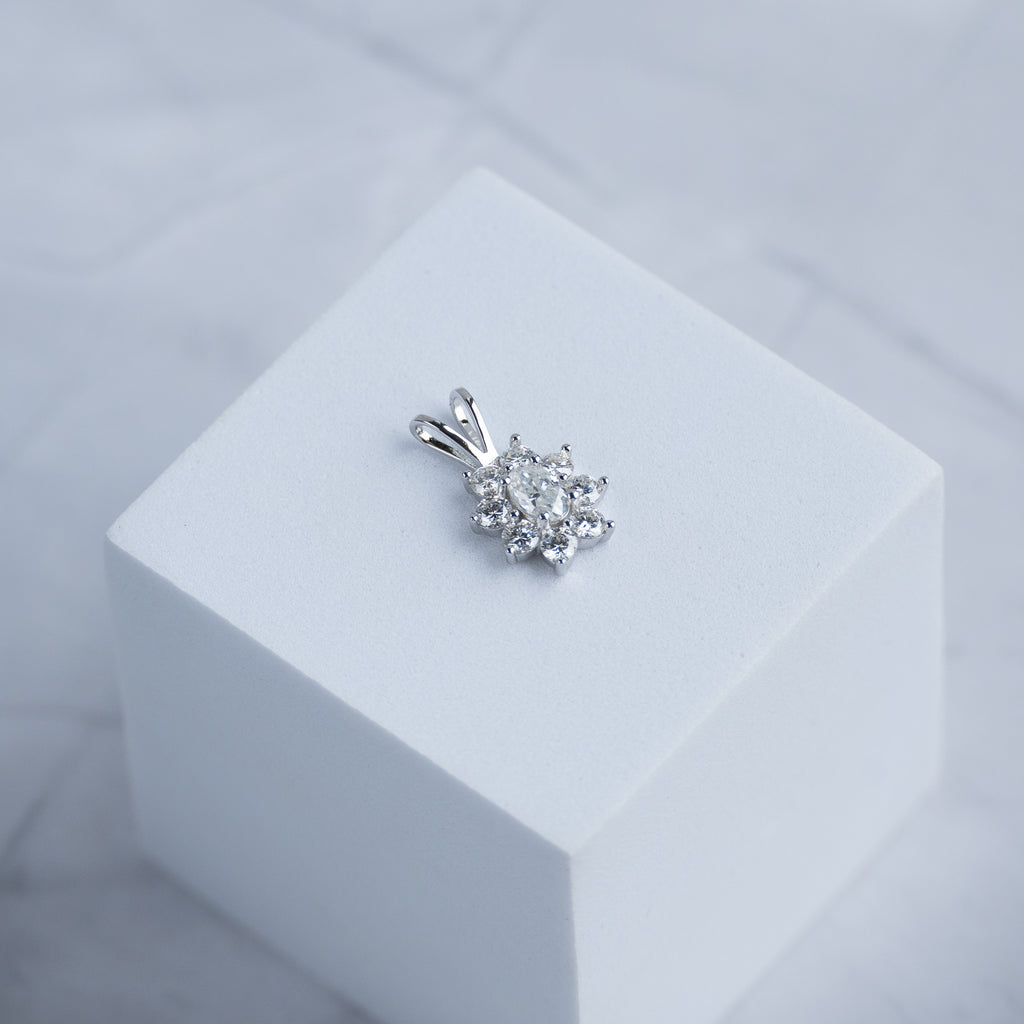 Moissanite Flower Pendant
