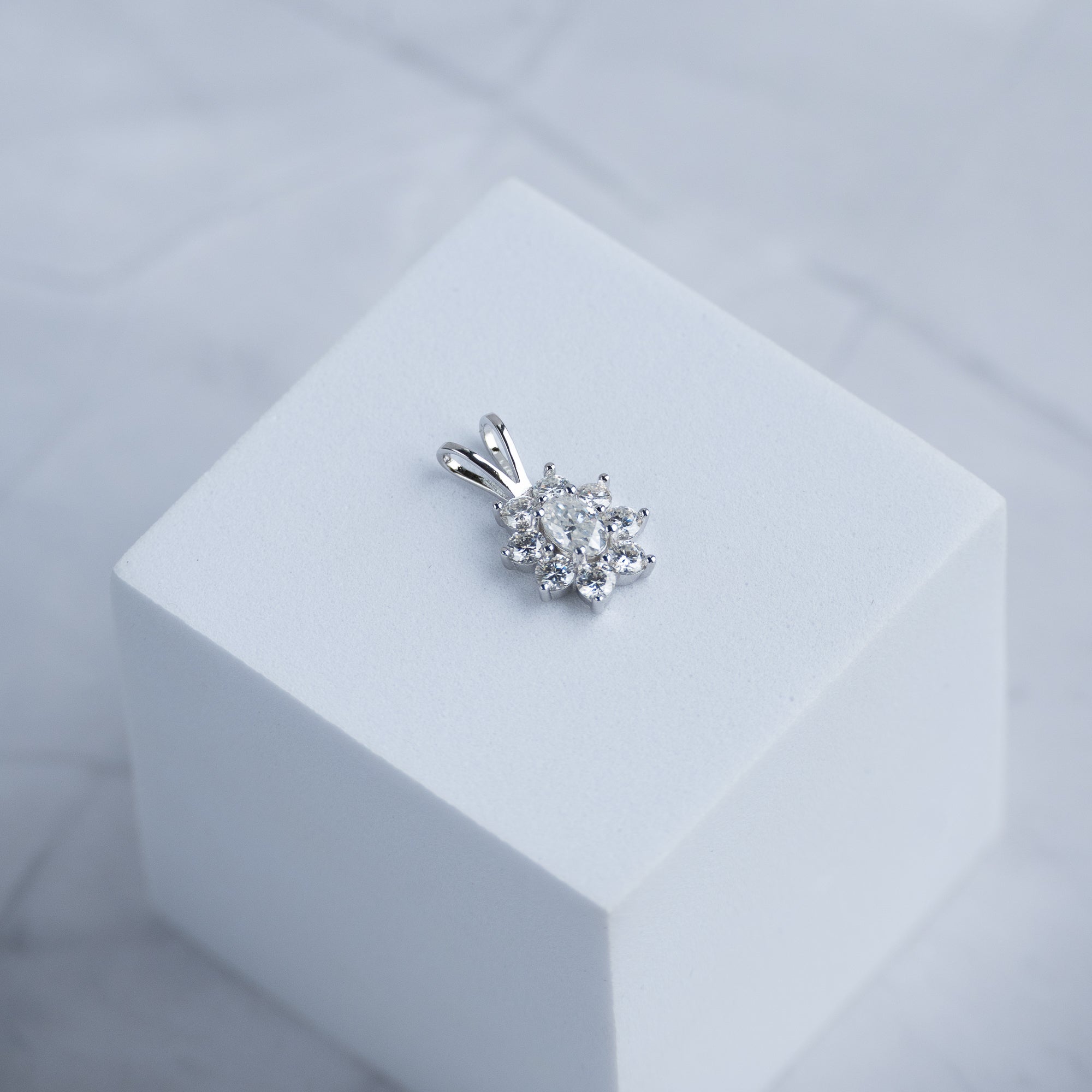 Moissanite Flower Pendant