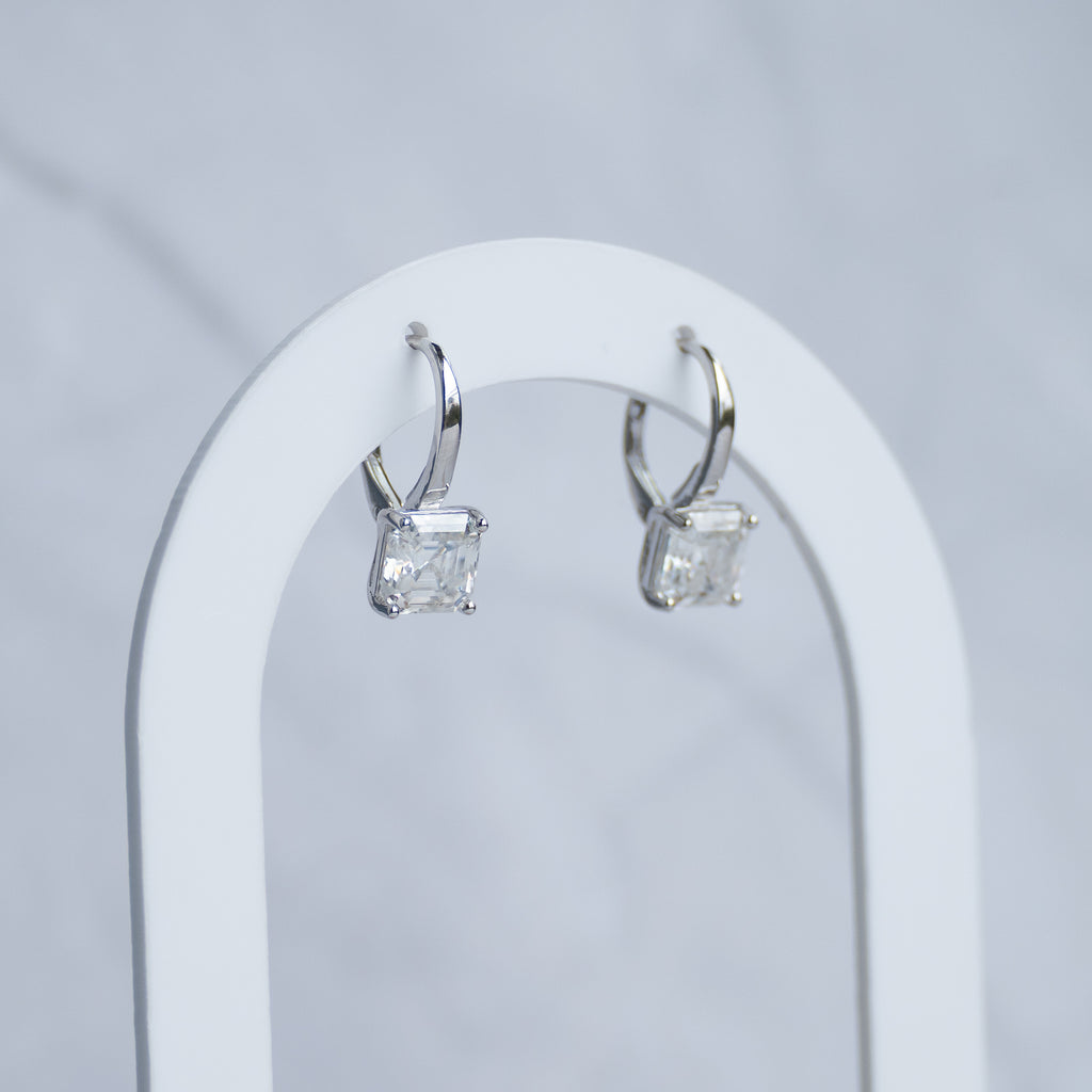 Unique Square Moissanite drop Earrings