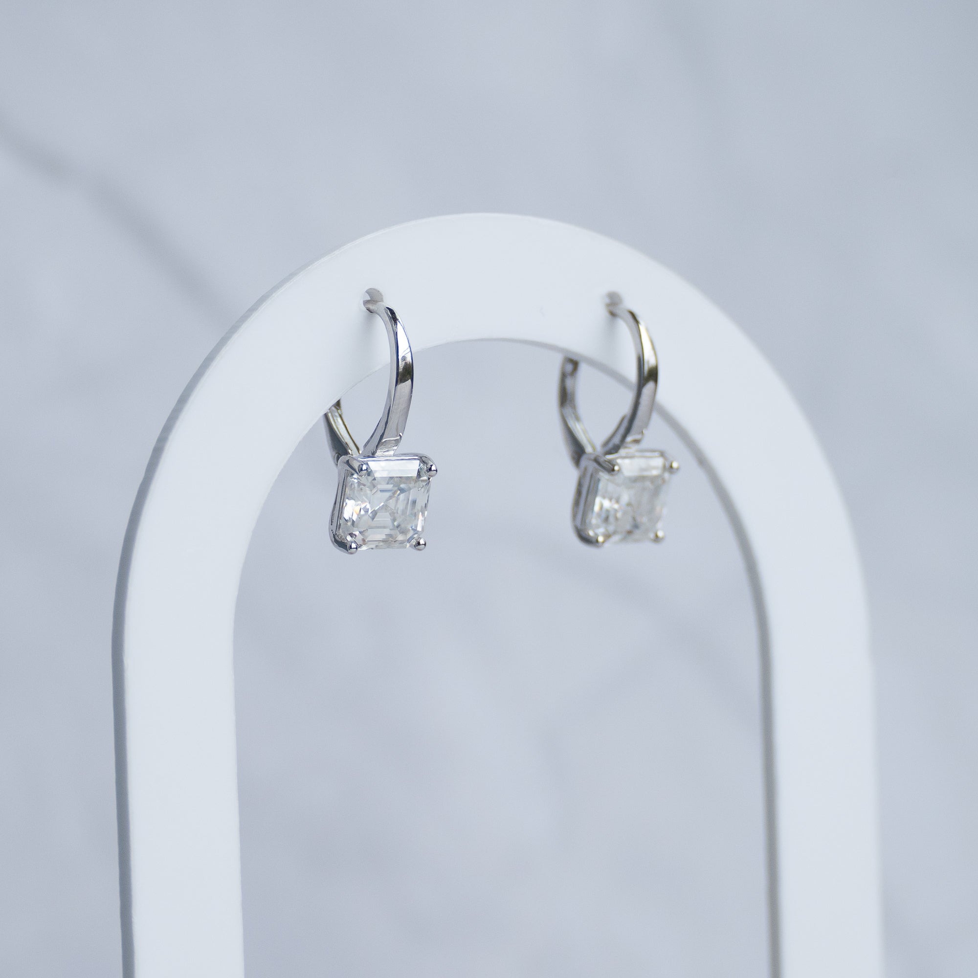 Unique Square Moissanite drop Earrings