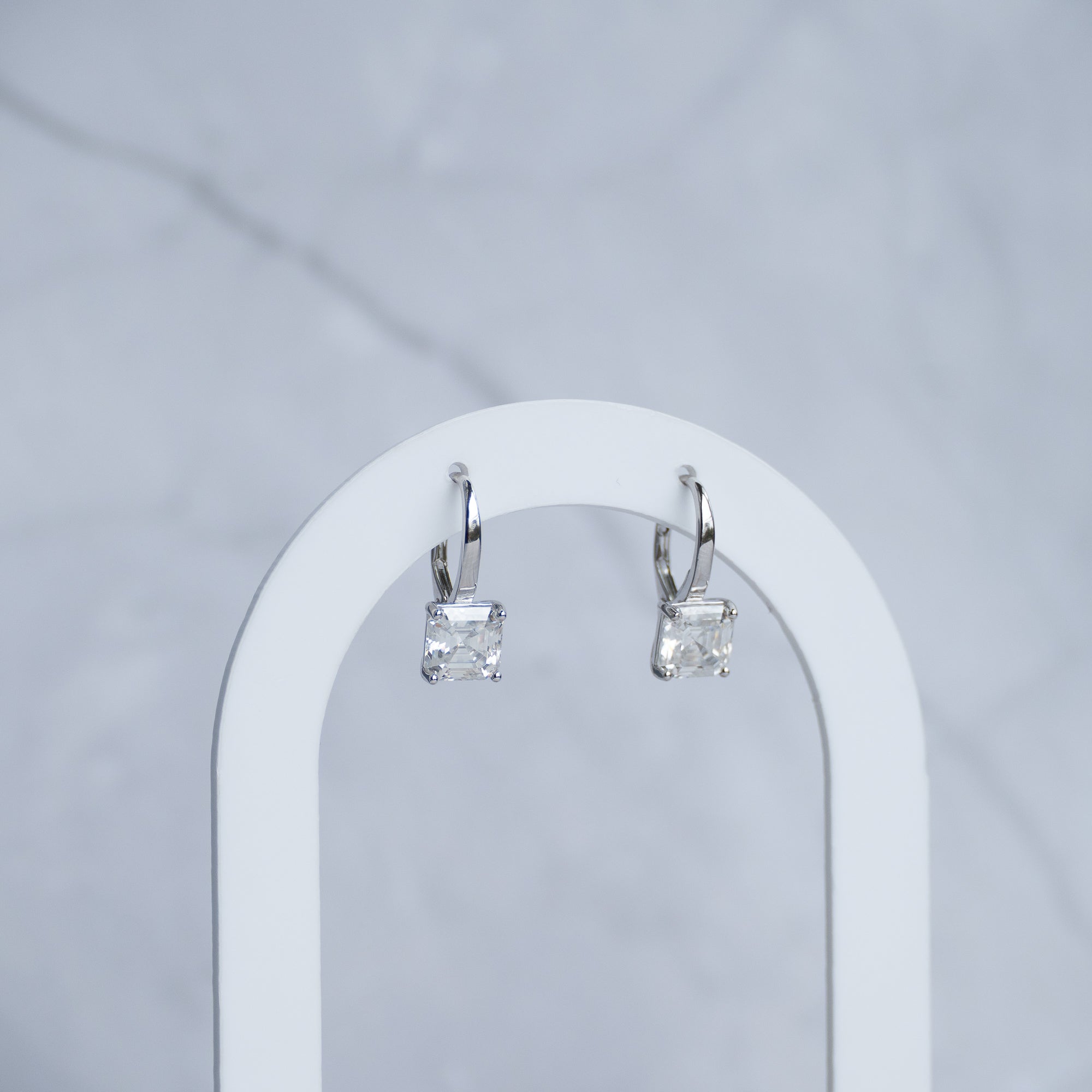 Unique Square Moissanite drop Earrings