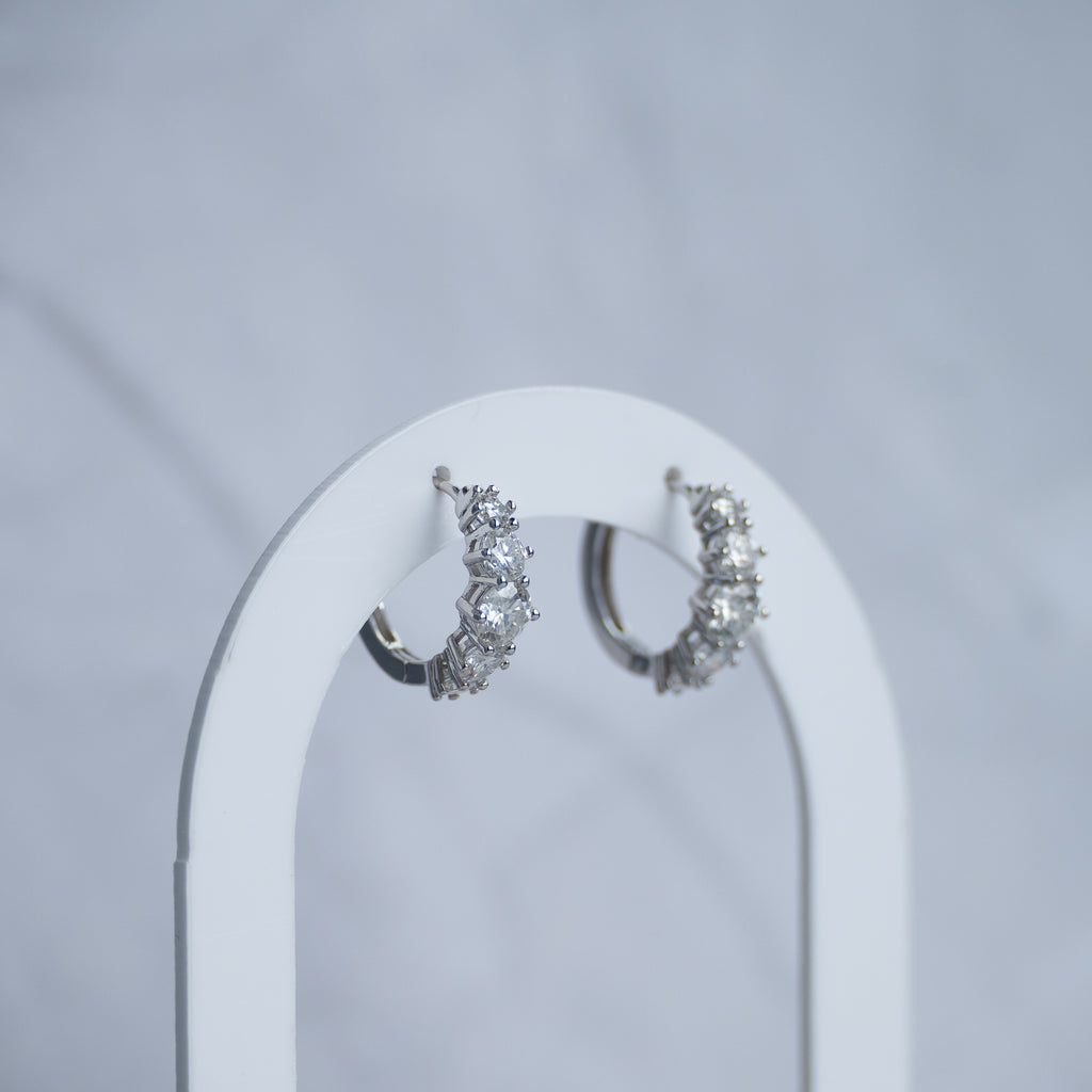 Five Moissanite huggy earrings