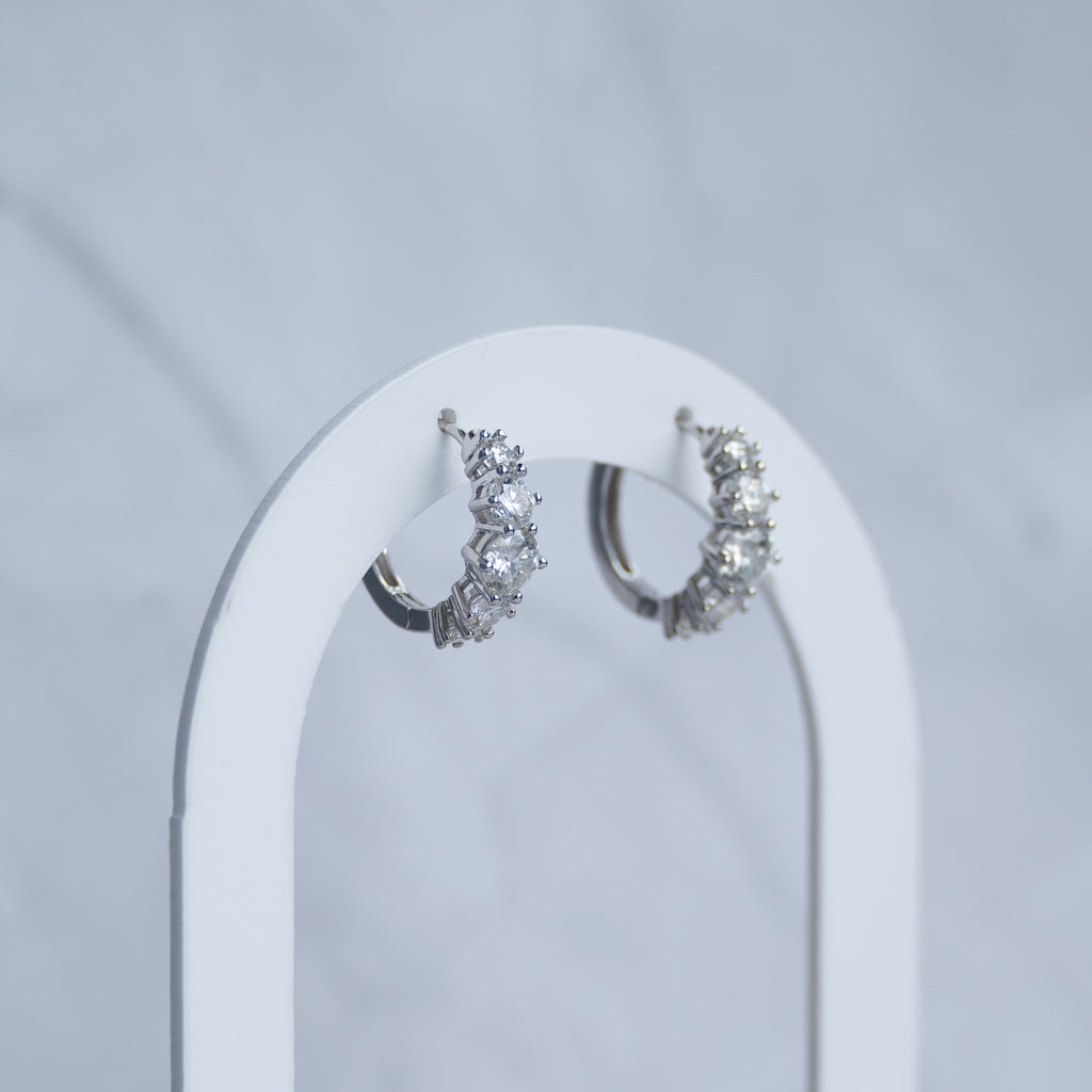 Five Moissanite huggy earrings
