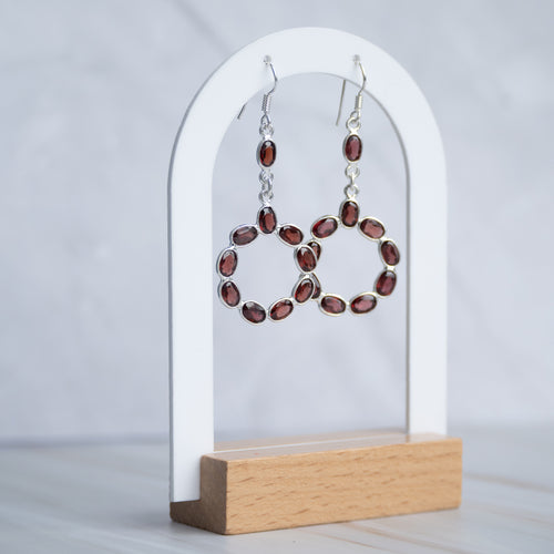 Garnet semi Precious stone drop earrings - Terciany 
