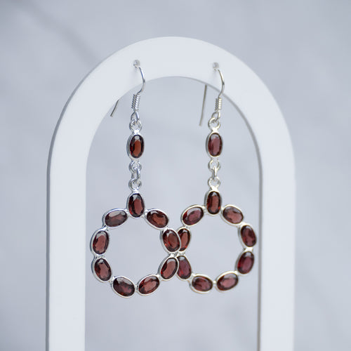 Garnet semi Precious stone drop earrings - Terciany 