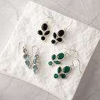 Blue Topaz triple drop earrings - Terciany 