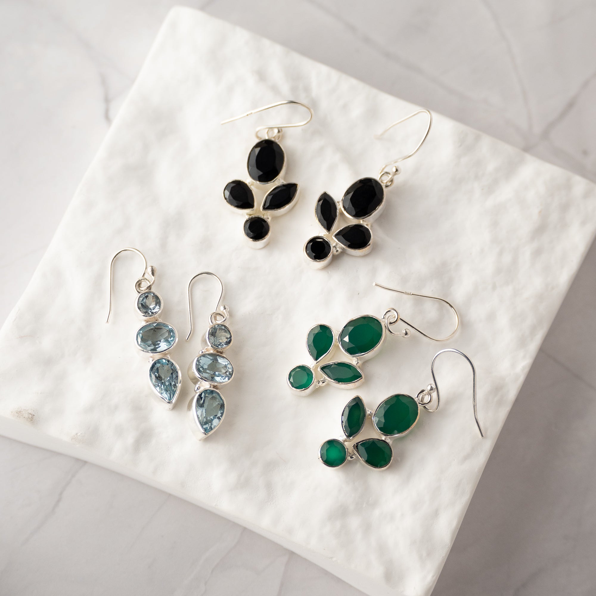 Blue Topaz triple drop earrings