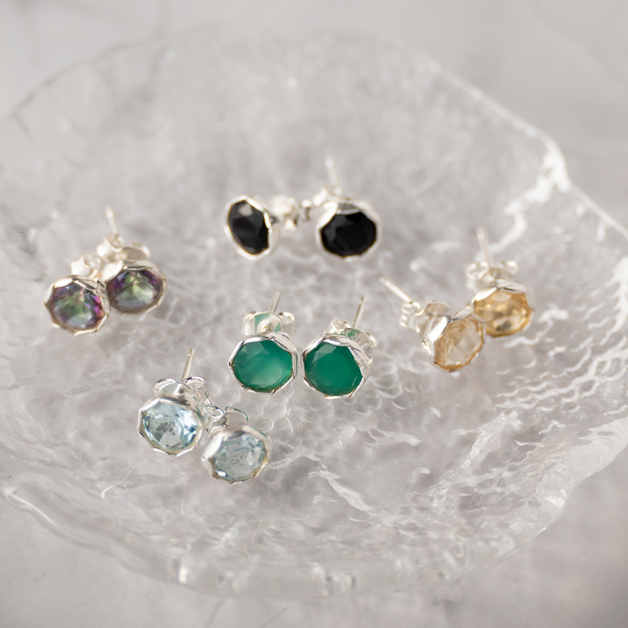 Mystic Topaz Semi Precious stone stud earrings