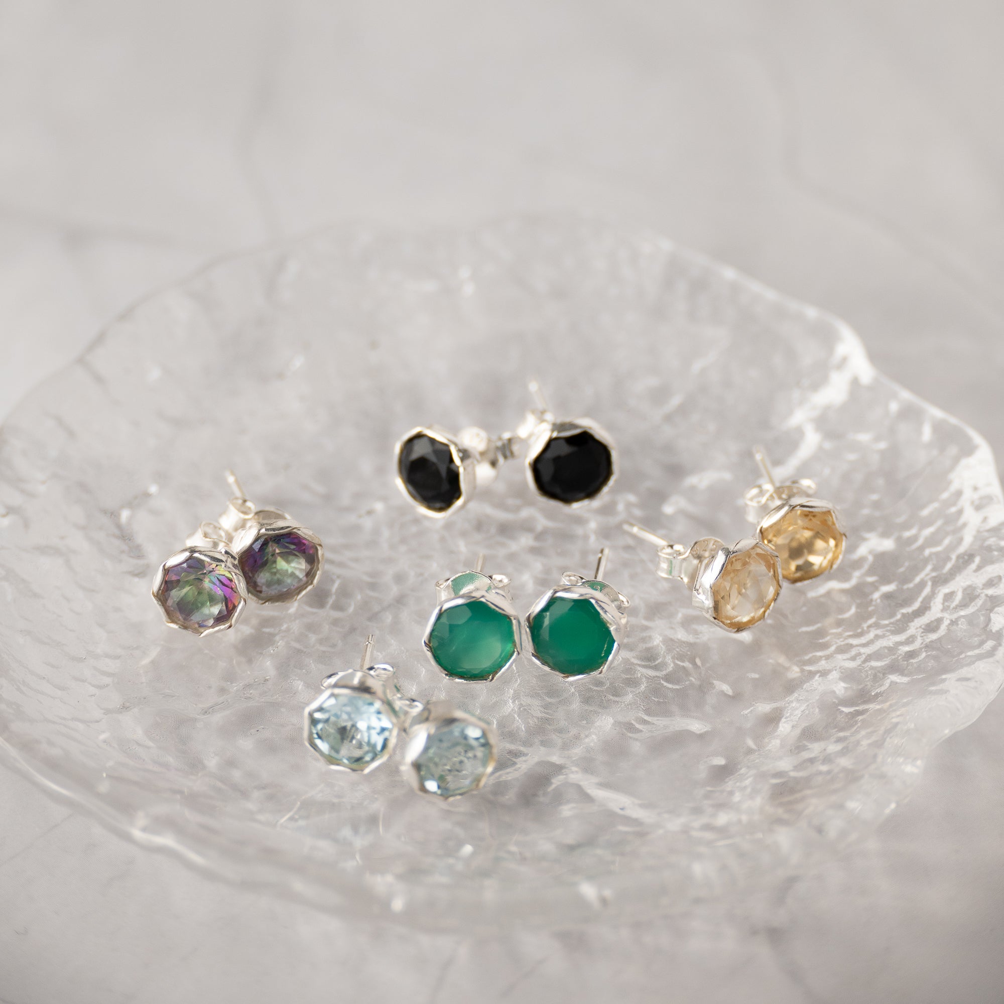 Green Onyx Semi Precious stone stud earrings