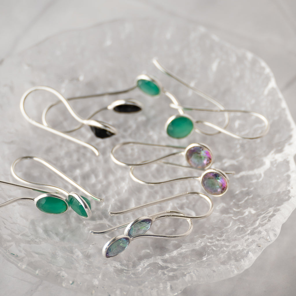 Mystic topaz Semi Precious stone drop earrings