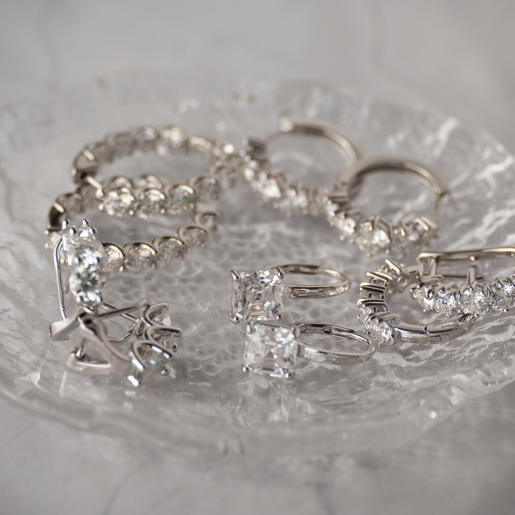 Unique Square Moissanite drop Earrings