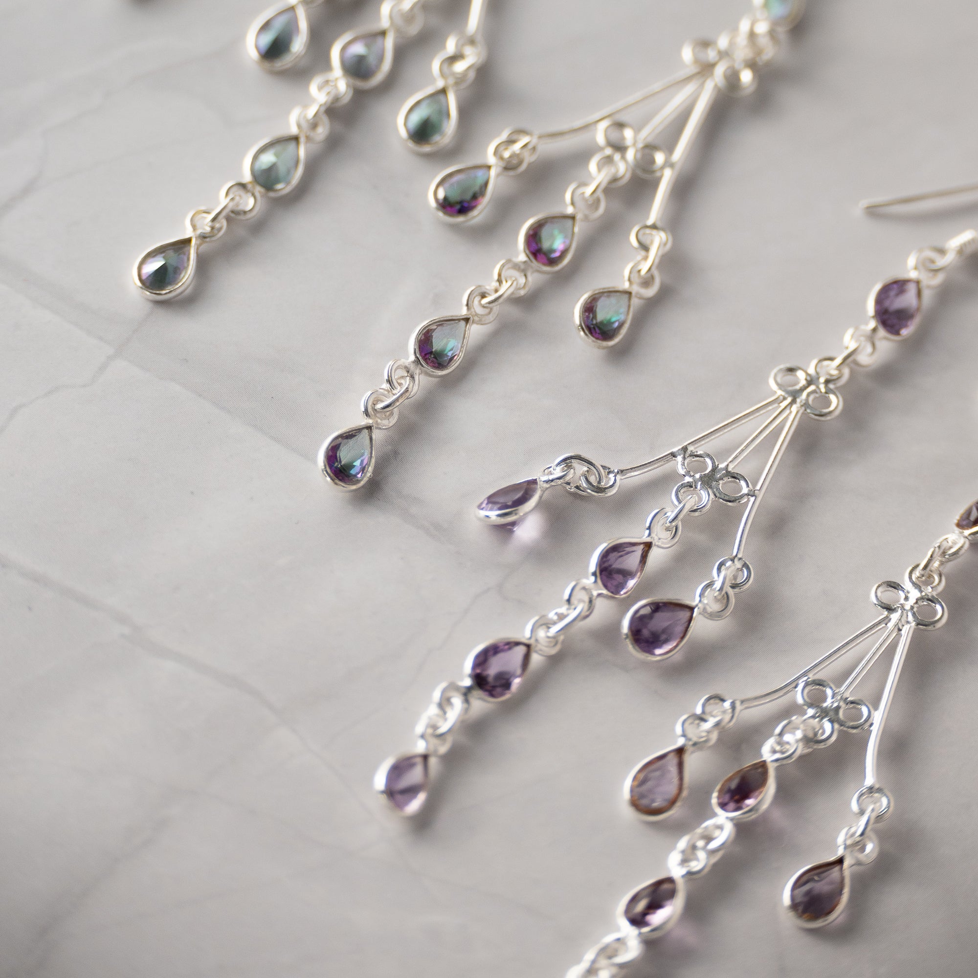 Lilly Amethyst Semi Precious stone Statement earrings