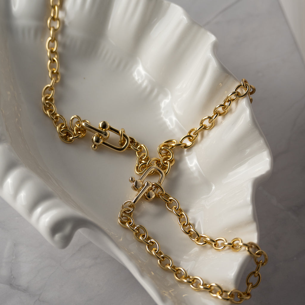 Modern Paperclip clasp Gold Chain