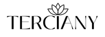 Black 'Terciany' logo with a stylized leaf on a white background