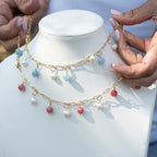 Pearl & Semi-Precious Gemstone Bracelet with FREE Paperclip Bracelet – 3-in-1 Jewellery Set