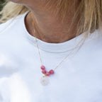 18ct Gold Plated Sterling Silver Four-Stone Slider Necklace with Flower or Pearl Pendant – 42cm / 45cm