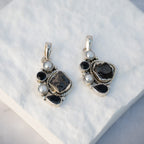 Sterling Silver Black Onyx & Freshwater Pearl Pendant – 40 x 20mm - Terciany 