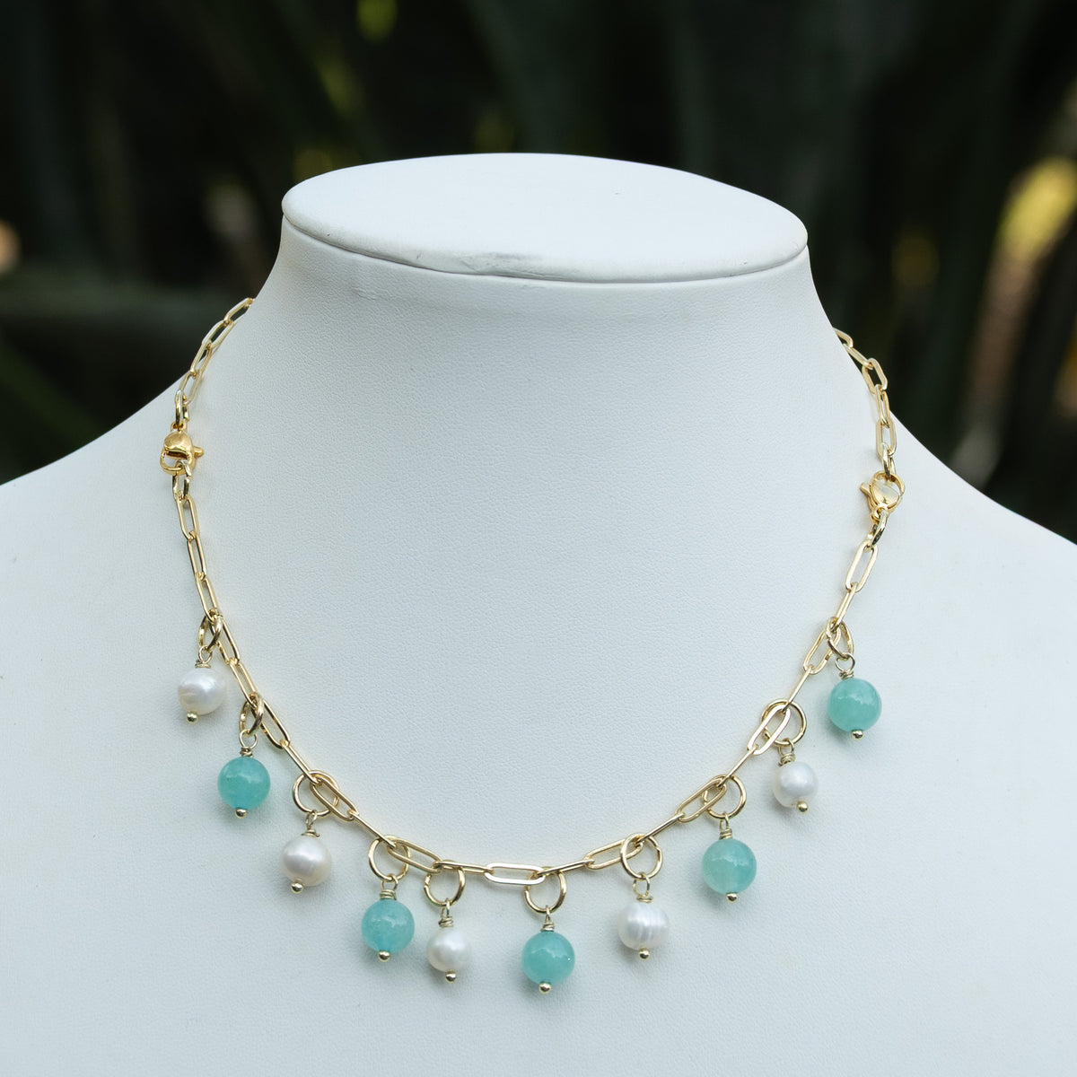 Pearl & Semi-Precious Gemstone Bracelet with FREE Paperclip Bracelet – 3-in-1 Jewellery Set