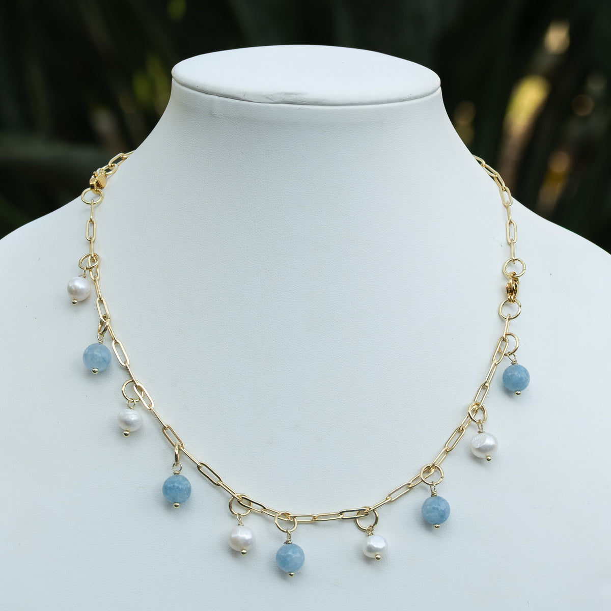 Pearl & Semi-Precious Gemstone Bracelet with FREE Paperclip Bracelet – 3-in-1 Jewellery Set